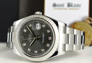 Dress Watches | Men's Watches | Sant Blanc ROLEX 18kt White Gold & Stainless Steel DateJust II Rhodium Gray Diamond Dial Model 116334