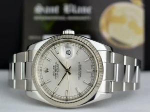 Dress Watches | Sant Blanc ROLEX 18kt White Gold & Stainless DateJust Silver Index Dial Model 116234
