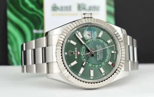 Pilots Classic Watches | Sant Blanc ROLEX 18kt White Gold & Stainless Steel Sky-Dweller Mint Green 2023 Card Model 336934