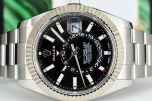 Pilots Classic Watches | Sant Blanc ROLEX 18kt White Gold & Stainless Steel Sky Dweller Black Dial w/ Card Model 326934