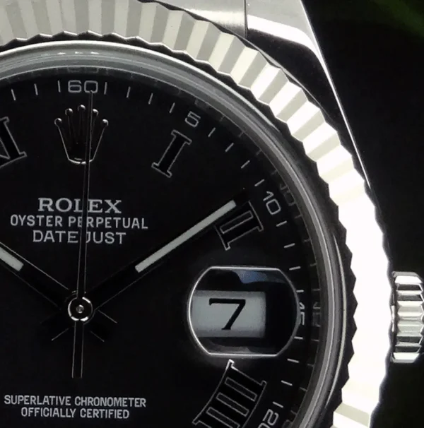 Men's Watches | Dress Watches | Sant Blanc ROLEX 18kt White Gold & Stainless DateJust II Black Roman Dial Model 116334