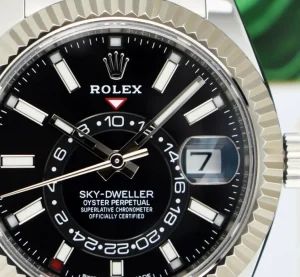 Pilots Classic Watches | Sant Blanc ROLEX 18kt White Gold & Stainless Steel Sky Dweller Black Dial w/ Card Model 326934