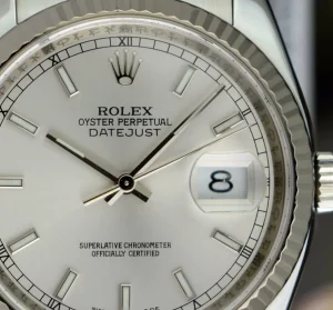 Dress Watches | Sant Blanc ROLEX 18kt White Gold & Stainless DateJust Silver Index Dial Model 116234