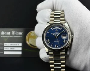 Men's Watches | President Dress Watches | Sant Blanc ROLEX 18kt White Gold Day Date 40 President Blue Roman Dial With Model 228239