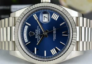 Men's Watches | President Dress Watches | Sant Blanc ROLEX 18kt White Gold Day Date 40 President Blue Roman Dial With Model 228239