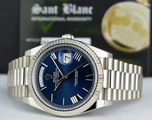 Men's Watches | President Dress Watches | Sant Blanc ROLEX 18kt White Gold Day Date 40 President Blue Roman Dial With Model 228239