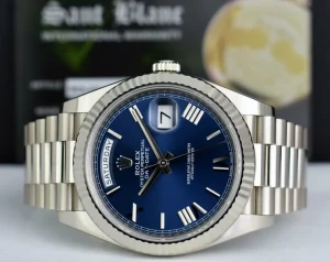 President Dress Watches | Sant Blanc ROLEX 18kt White Gold DayDate 40 President Blue Roman Model 228239