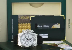 Men's Watches | Racing Professional Watches | Sant Blanc ROLEX 18kt White Gold Daytona White Arabic Black Strap Model 116519