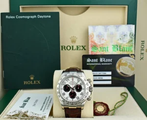 Sports Watches | Racing Professional Watches | Sant Blanc ROLEX 18kt White Gold Daytona Panda Arabic on Brown Strap Model 116519