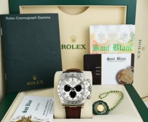 Racing Professional Watches | Sant Blanc ROLEX 18kt White Gold Daytona White Panda Dial Chocolate Strap Model 116519