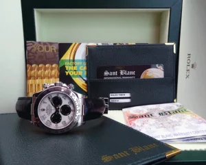 Men's Watches | Racing Professional Watches | Sant Blanc ROLEX 18kt White Gold Daytona Panda Arabic Dial with Black Crocodile Strap Model 116519