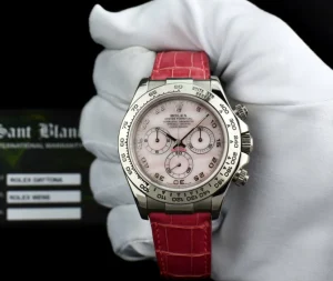 Men's Watches | Racing Professional Watches | Sant Blanc ROLEX 18kt White Gold Daytona Rose MOP Arabic Pink Crocodile Model 116519