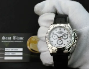 Men's Watches | Racing Professional Watches | Sant Blanc ROLEX 18kt White Gold Daytona White Arabic Black Strap Model 116519