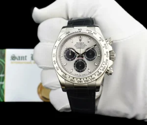 Racing Professional Watches | Sant Blanc ROLEX 18kt White Gold Daytona Steel Slate Panda Leather Strap Model 116519