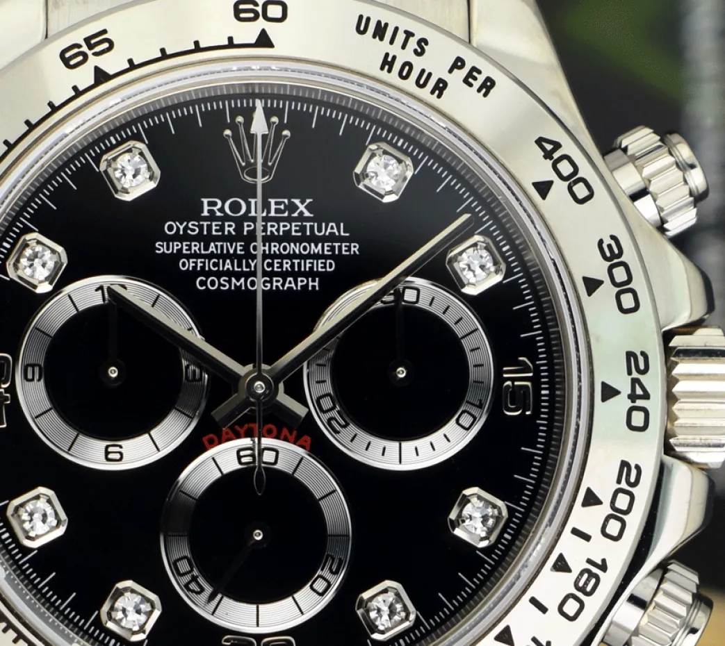 rolex_kt_white_gold_dayto_10-6.webp Sports Watches | Racing Professional Watches | Sant Blanc ROLEX 18kt White Gold Daytona on Strap Black Diamond Dial Model 116519