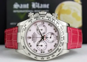 Men's Watches | Racing Professional Watches | Sant Blanc ROLEX 18kt White Gold Daytona Rose MOP Arabic Pink Crocodile Model 116519