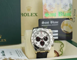Sports Watches | Racing Professional Watches | Sant Blanc ROLEX 18kt White Gold Daytona Panda Arabic on Black Strap Model 116519
