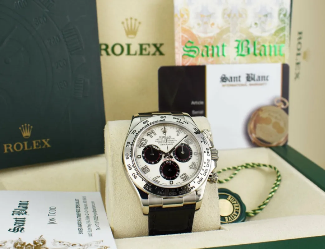 rolex_kt_white_gold_dayto_2-5.webp Racing Professional Watches | Sant Blanc ROLEX 18kt White Gold Daytona White & Black Panda Dial Black Strap Model 116519