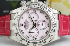 Men's Watches | Racing Professional Watches | Sant Blanc ROLEX 18kt White Gold Daytona Rose MOP Arabic Pink Crocodile Model 116519