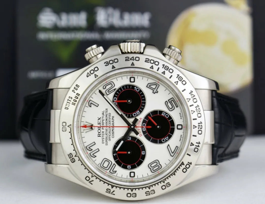 rolex_kt_white_gold_dayto_3-15.webp Sports Watches | Racing Professional Watches | Sant Blanc ROLEX 18kt White Gold Daytona Panda Arabic on Black Strap Model 116519