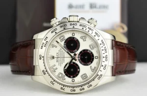 Racing Professional Watches | Sant Blanc ROLEX 18kt White Gold Daytona White Panda Dial Chocolate Strap Model 116519