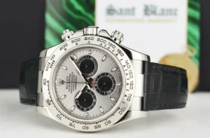 Racing Professional Watches | Sant Blanc ROLEX 18kt White Gold Daytona Steel Slate Panda Leather Strap Model 116519