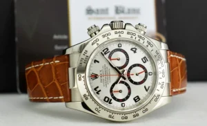 Racing Professional Watches | Sant Blanc ROLEX 18kt White Gold Daytona Silver Dial Honey Brown Strap Model 116519
