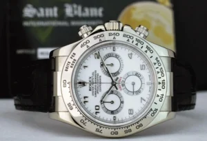 Men's Watches | Racing Professional Watches | Sant Blanc ROLEX 18kt White Gold Daytona White Arabic Black Strap Model 116519
