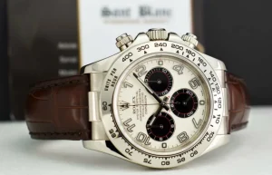 Racing Professional Watches | Sant Blanc ROLEX 18kt White Gold Daytona White Panda Dial Chocolate Strap Model 116519