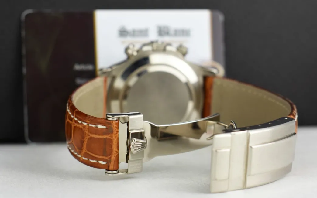 rolex_kt_white_gold_dayto_6-1.webp Racing Professional Watches | Sant Blanc ROLEX 18kt White Gold Daytona Silver Dial Honey Brown Strap Model 116519