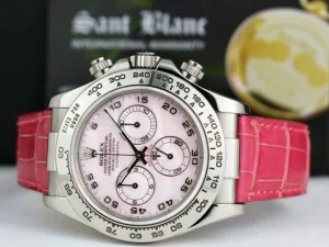 Men's Watches | Racing Professional Watches | Sant Blanc ROLEX 18kt White Gold Daytona Rose MOP Arabic Pink Crocodile Model 116519