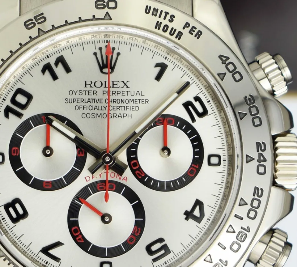 rolex_kt_white_gold_dayto_7-1.webp Racing Professional Watches | Sant Blanc ROLEX 18kt White Gold Daytona Silver Dial Honey Brown Strap Model 116519