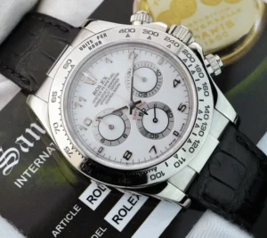 Men's Watches | Racing Professional Watches | Sant Blanc ROLEX 18kt White Gold Daytona White Arabic Black Strap Model 116519