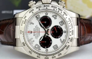 Sports Watches | Racing Professional Watches | Sant Blanc ROLEX 18kt White Gold Daytona Panda Arabic on Brown Strap Model 116519