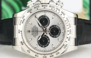 Racing Professional Watches | Sant Blanc ROLEX 18kt White Gold Daytona Steel Slate Panda Leather Strap Model 116519