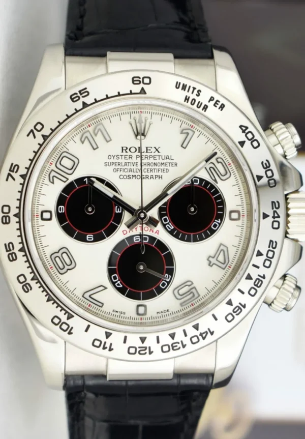 Racing Professional Watches | Sant Blanc ROLEX 18kt White Gold Daytona White & Black Panda Dial Black Strap Model 116519