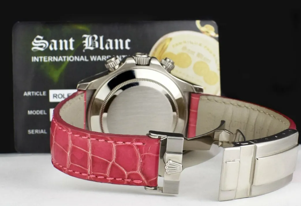 rolex_kt_white_gold_dayto_8-13.webp Sports Watches | Racing Professional Watches | Sant Blanc ROLEX 18kt White Gold Daytona Rose MOP Arabic Dial on Pink Crocodile Strap Model 116519