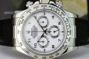 Men's Watches | Racing Professional Watches | Sant Blanc ROLEX 18kt White Gold Daytona White Arabic Black Strap Model 116519