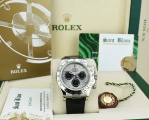 Racing Professional Watches | Sant Blanc ROLEX 18kt White Gold Daytona Steel Slate Panda Leather Strap Model 116519