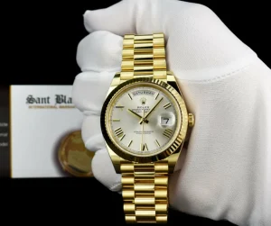 Men's Watches | President Dress Watches | Sant Blanc ROLEX 18kt Yellow Gold Day Date 40 President Silver Roman Dial Model 228238