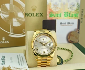 Men's Watches | President Dress Watches | Sant Blanc ROLEX 18kt Yellow Gold Day Date 40 President Silver Roman Dial Model 228238