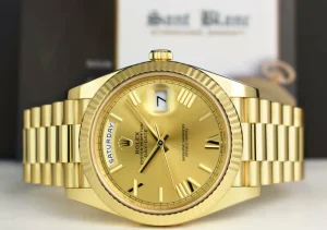 Men's Watches | President Dress Watches | Sant Blanc ROLEX 18kt Yellow Gold Day Date 40 President Champagne Roman Dial Model 228238