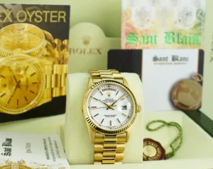 Men's Watches | President Dress Watches | Sant Blanc ROLEX 18kt Yellow Gold Day Date President White Stick Dial Model 18038