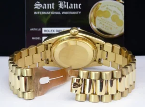 Men's Watches | President Dress Watches | Sant Blanc ROLEX 18kt Yellow Gold Day Date President Champagne Tapestry Stick Dial Model 18038