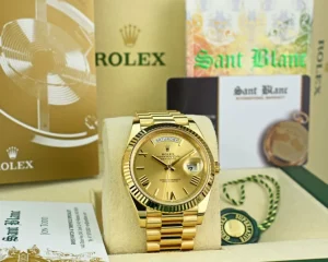 Men's Watches | President Dress Watches | Sant Blanc ROLEX 18kt Yellow Gold Day Date 40 President Champagne Roman Dial Model 228238