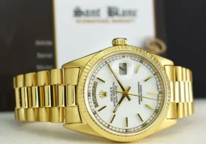 Men's Watches | President Dress Watches | Sant Blanc ROLEX 18kt Yellow Gold Day Date President White Stick Dial Model 18038