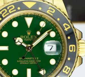 Pilots Classic Watches | Men's Watches | Sant Blanc ROLEX 18kt Yellow Gold GMT Master II Green Dial Card Model 116718