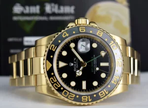 Pilots Professional Watches | Sant Blanc ROLEX 18kt Yellow Gold GMT Master II Black Dial Model 116718