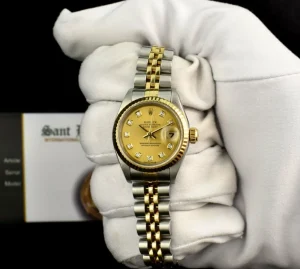 Ladies Watches | Dress Watches | Sant Blanc ROLEX Ladies 18kt Gold & Stainless Datejust Champagne Diamond Dial Model 69173