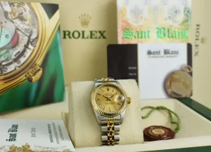 Ladies Watches | Dress Watches | Sant Blanc ROLEX Ladies 18kt Gold & Stainless Steel DateJust Champagne Stick Dial Model 69173
